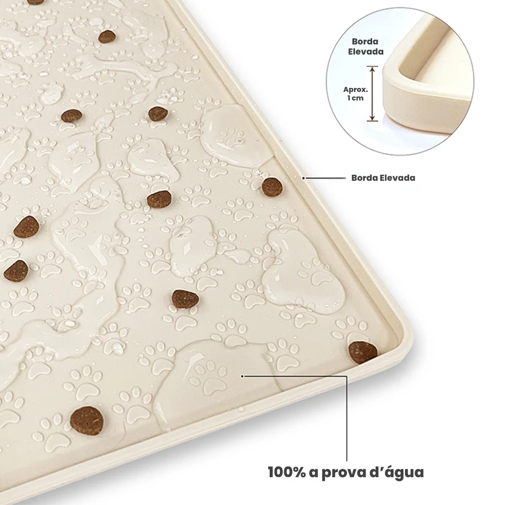 Tapete de Silicone Impermeável para Comedouro de Pets